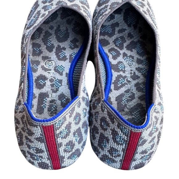 Rothy’s Spotted Grey and Blue SIZE 7.5 Leopard Animal Print Round Toe Flats - Picture 7 of 9